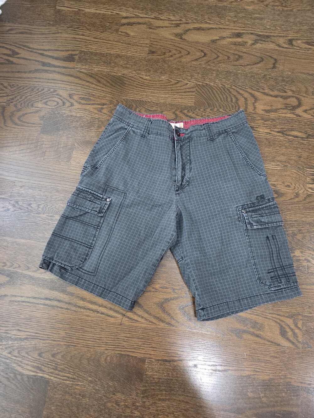 OP  Gray Grid Print Men's Cargo Shorts Sz.36